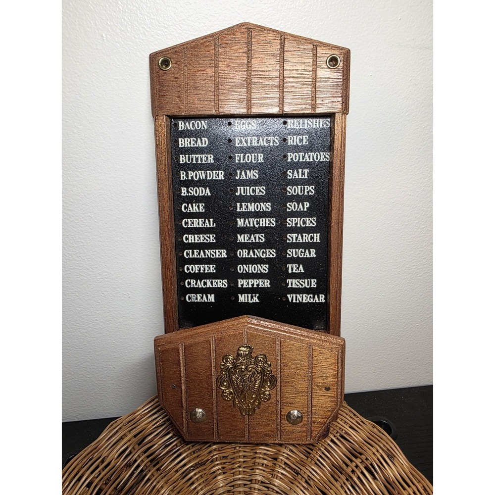 Vintage Wooden Market Minder Peg Board Grocery Shopping List Eagle